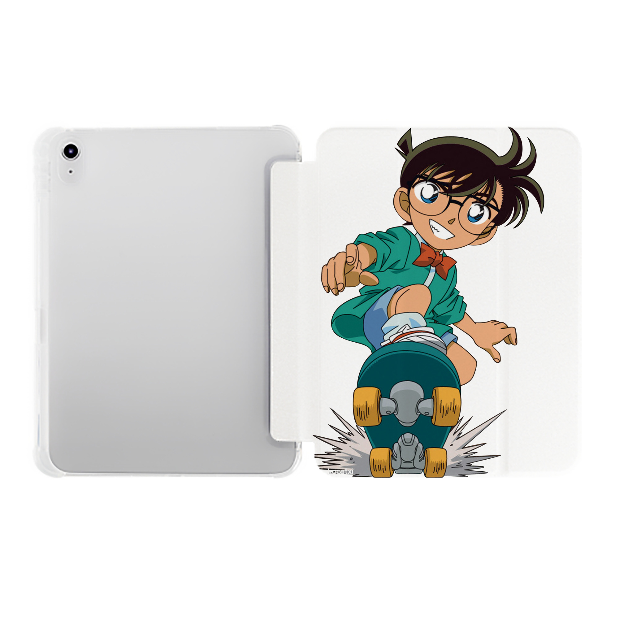 （画像用） 名探偵コナン 江戸川 コナン Detective Conan Conan Edogawa IPad ケース ペン収納付き 三つ折りスタンド PUレザー×シリコン 対応機種9.5/10.5/10.9インチ